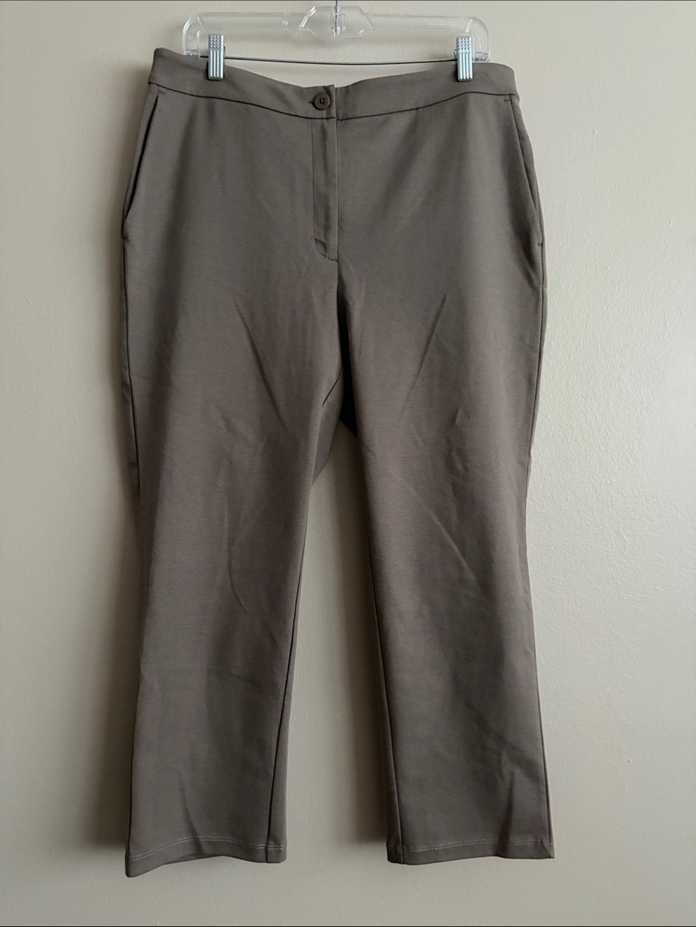 Eileen Fisher Taupe Organic Cotton Ponte Tapered Pants Size L